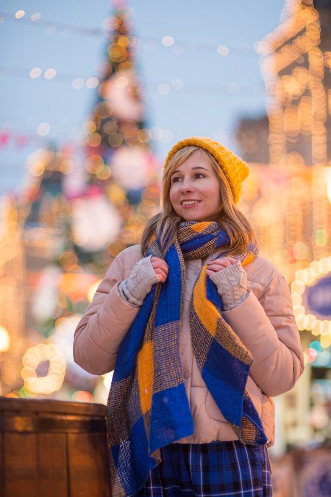 woman, fairy lights, winter-7646765.jpg